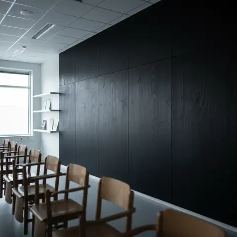 Vægbeklædning i krydsfiner i charcoal