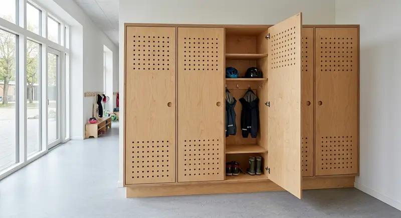 Lockerskab med ventilerede låger