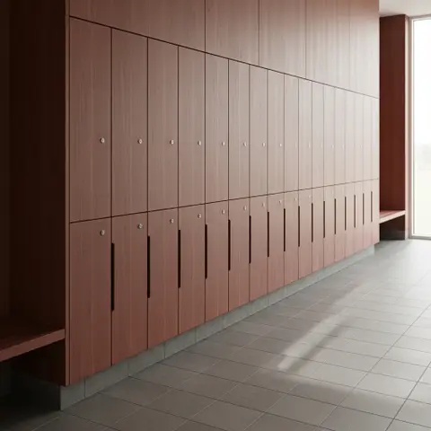 Lockers i krydsfiner i rødbrun