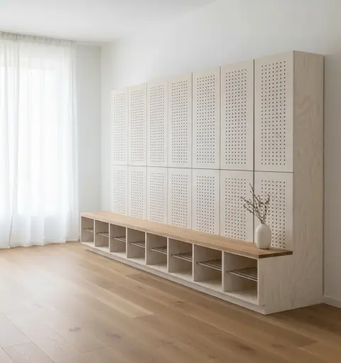 Garderobeskabe med perforerede låger i cotton white