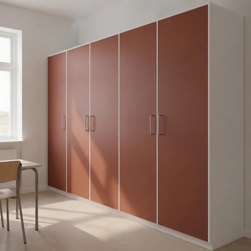 Højskab i laminat i rosa shade