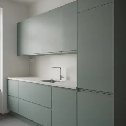 Køkkenvæg i laminat i verde celadon