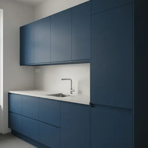 Køkkenvæg i laminat i blu berta