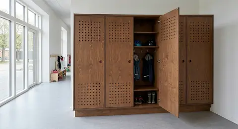Lockerskab med ventilerede låger i cocoa