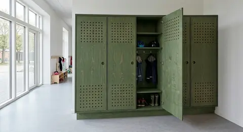 Lockerskab med ventilerede låger i fern